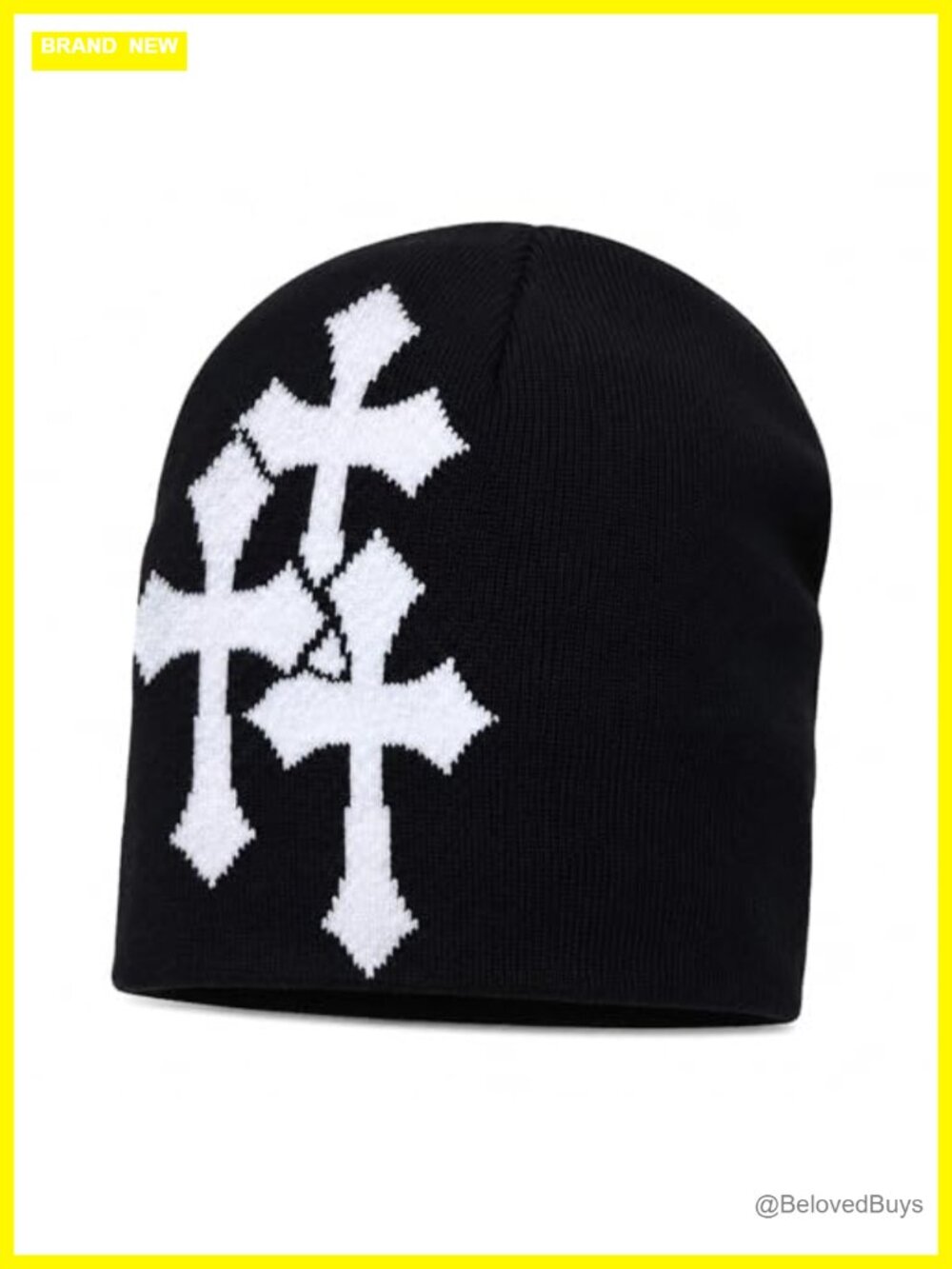 Y2K Cross Graphic Knitted Beanie Slouchy Winter Warm Skull Cap